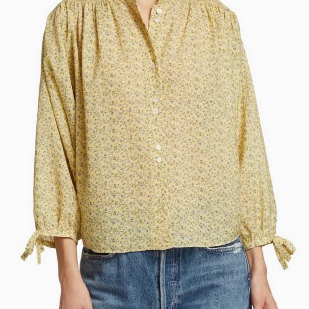 Yellow floral Doen blouse size Small